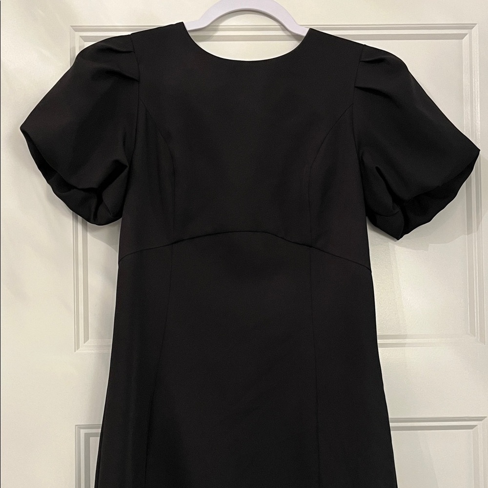 TCEC Black Puff Sleeve Dress NWOT Small bow detail